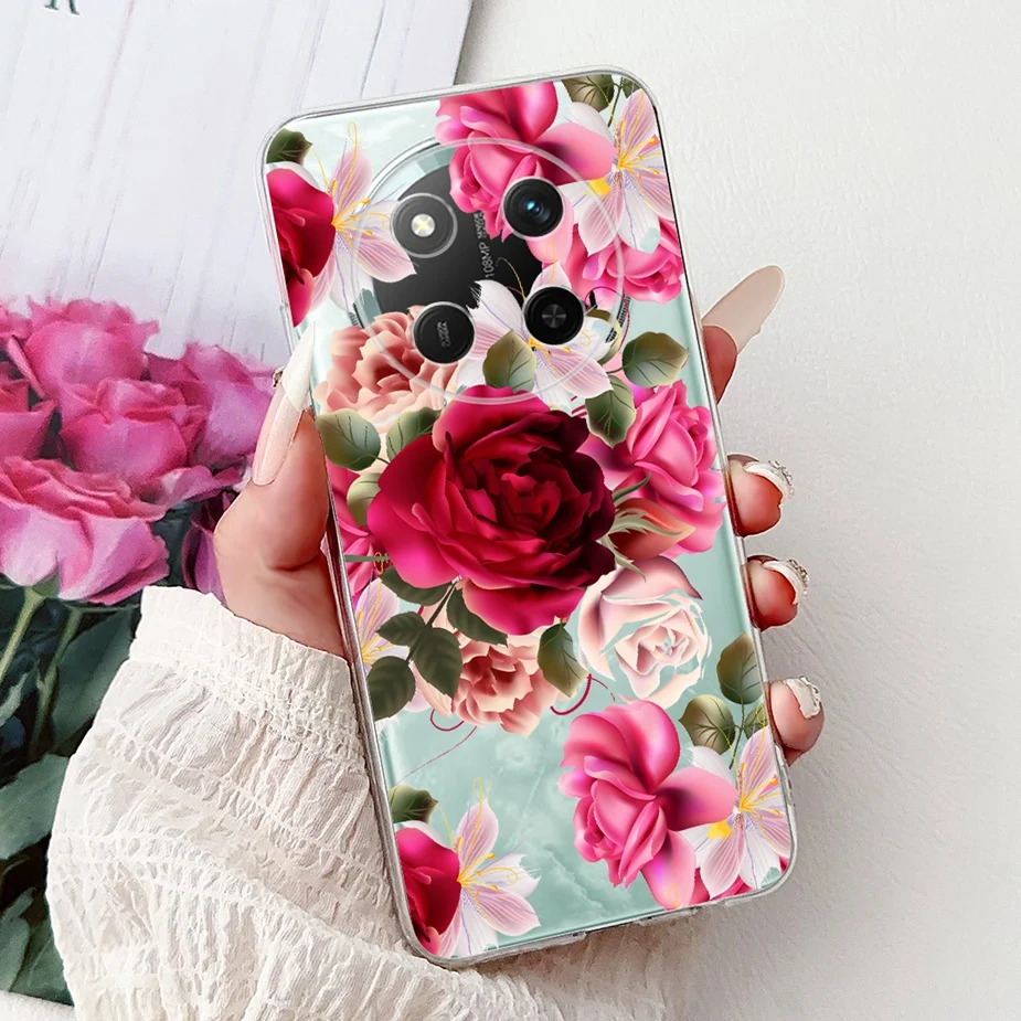 Colorful Painted Clear Silicone Case for Honor Smartphone - Soft Protective Cover