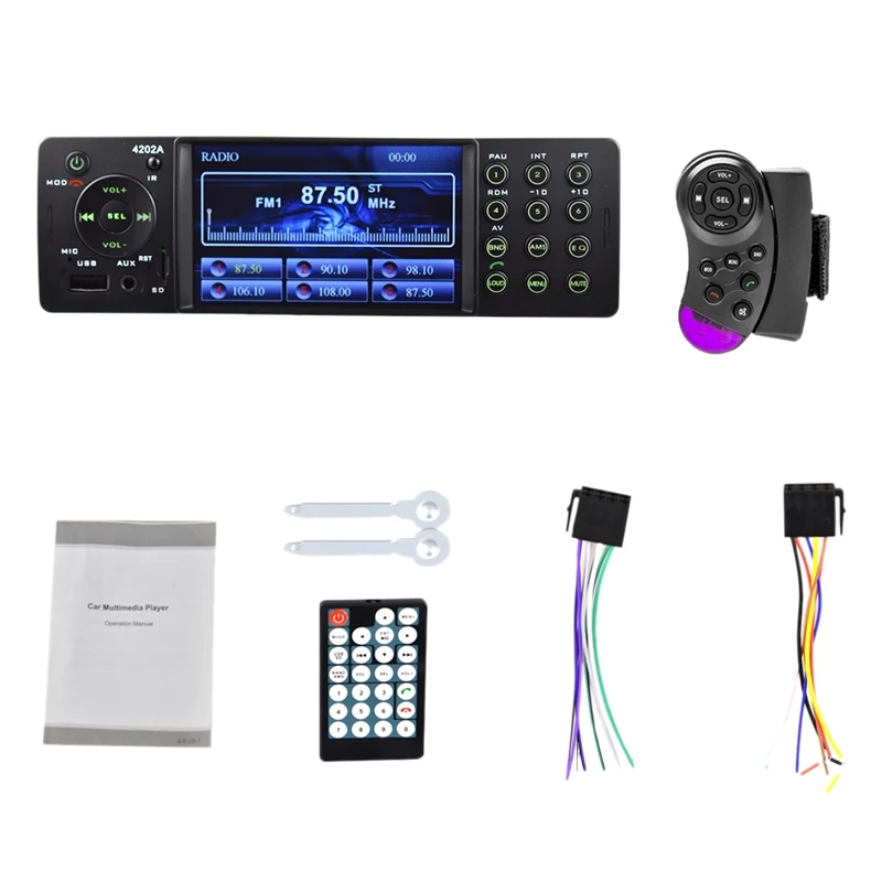 차량용 내장형 헤드 유닛, 단일 Din 자동 라디오, 블루투스 자동 라디오, USB SD 보조 FM 리시버, 핸즈프리 내장 I, 4 인치