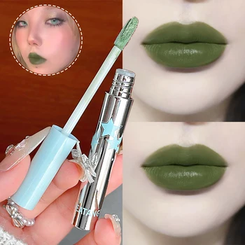 Mist Matte Lip Glaze Punk Green Lip Gloss Matte Velvet Lip Mud Long-lasting Non-drying Peach Pink Lipstick Makeup Korea Cosmetic 1