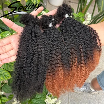 Afro Kinky Bulk Human Hair 30g/pack 16inches 100% Human Hair Micro Twist  Afro Kinky Curly Bulk Hair Extensions For Braiding 1