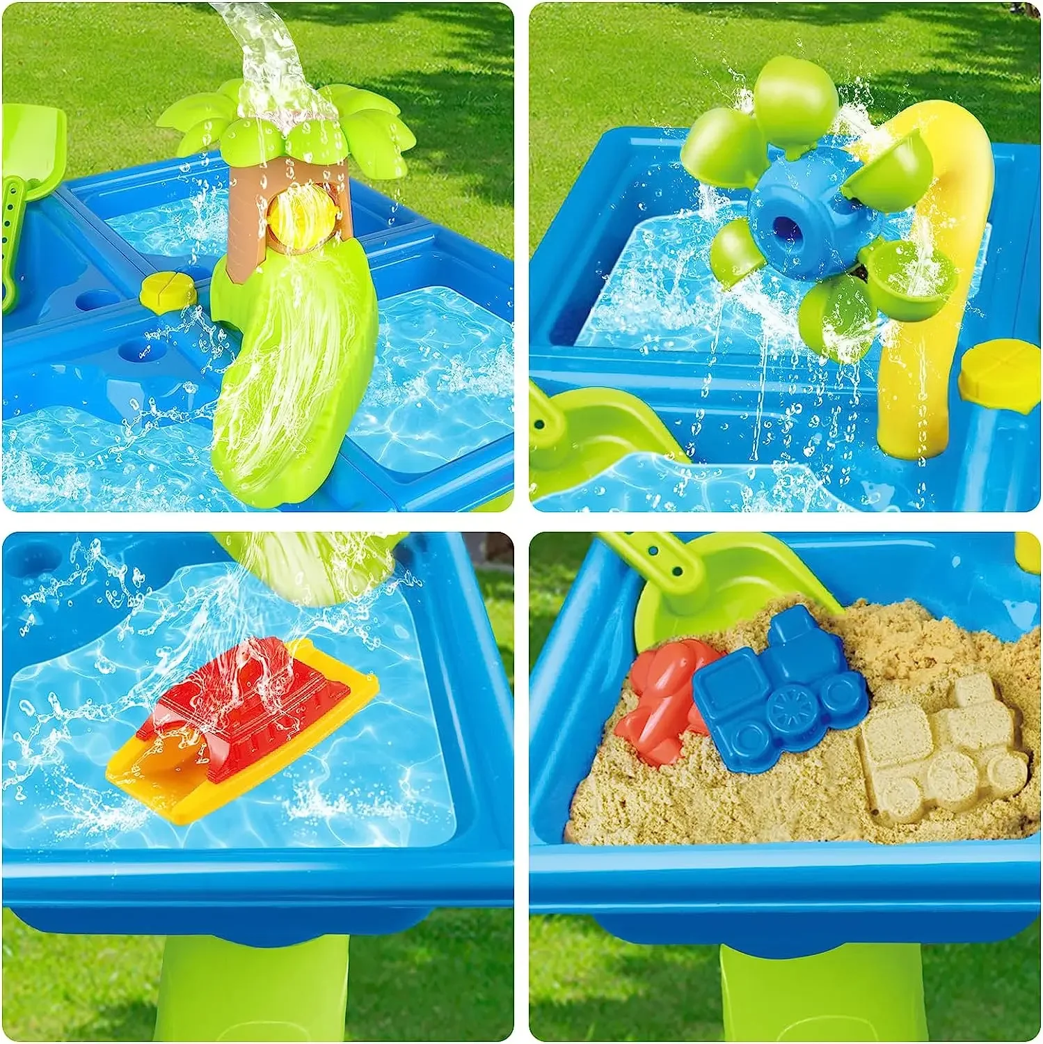 Water Table for Toddlers 4 in 1 Kids Portable Water Play Table Beach Toys 24PCS Sensory Activity Splash Table Toys for Children 5