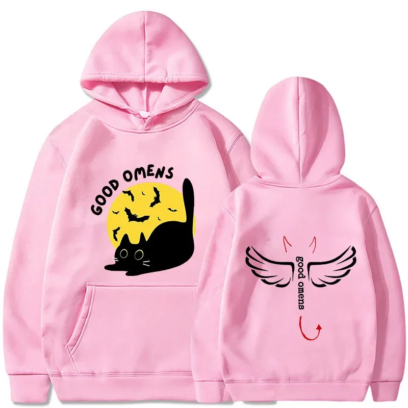 Black Cats Are Good Omens Print Unisex Hoodie Y2K Sweatshirt for Women's/Men's Hoodies Streetwear Solid Hoodies Pullovers Tops