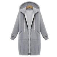 2025 Women's Autumn Winter ThickenHoodies Parkas Loose Hooded Jackets Zipper Pocket Maxi Size Sweatshirt Sports Dresses Outwear 2