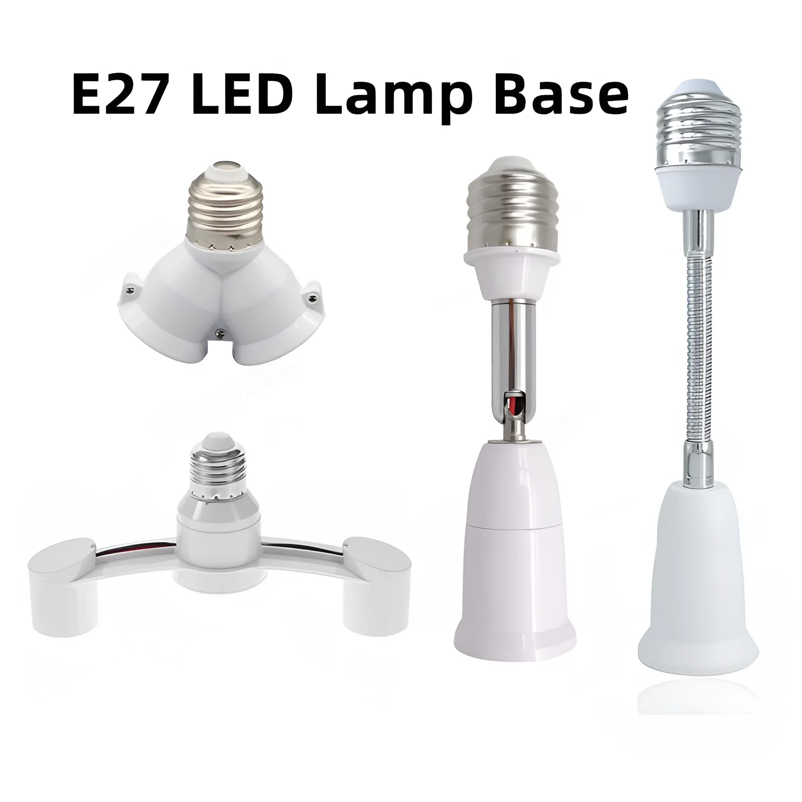 E27 Splitter 2 In 1 heads Adjustable AC85-265v 27 To E27 Base LED Bulb  Adapter Converter Lamp Holder Socket Splitter