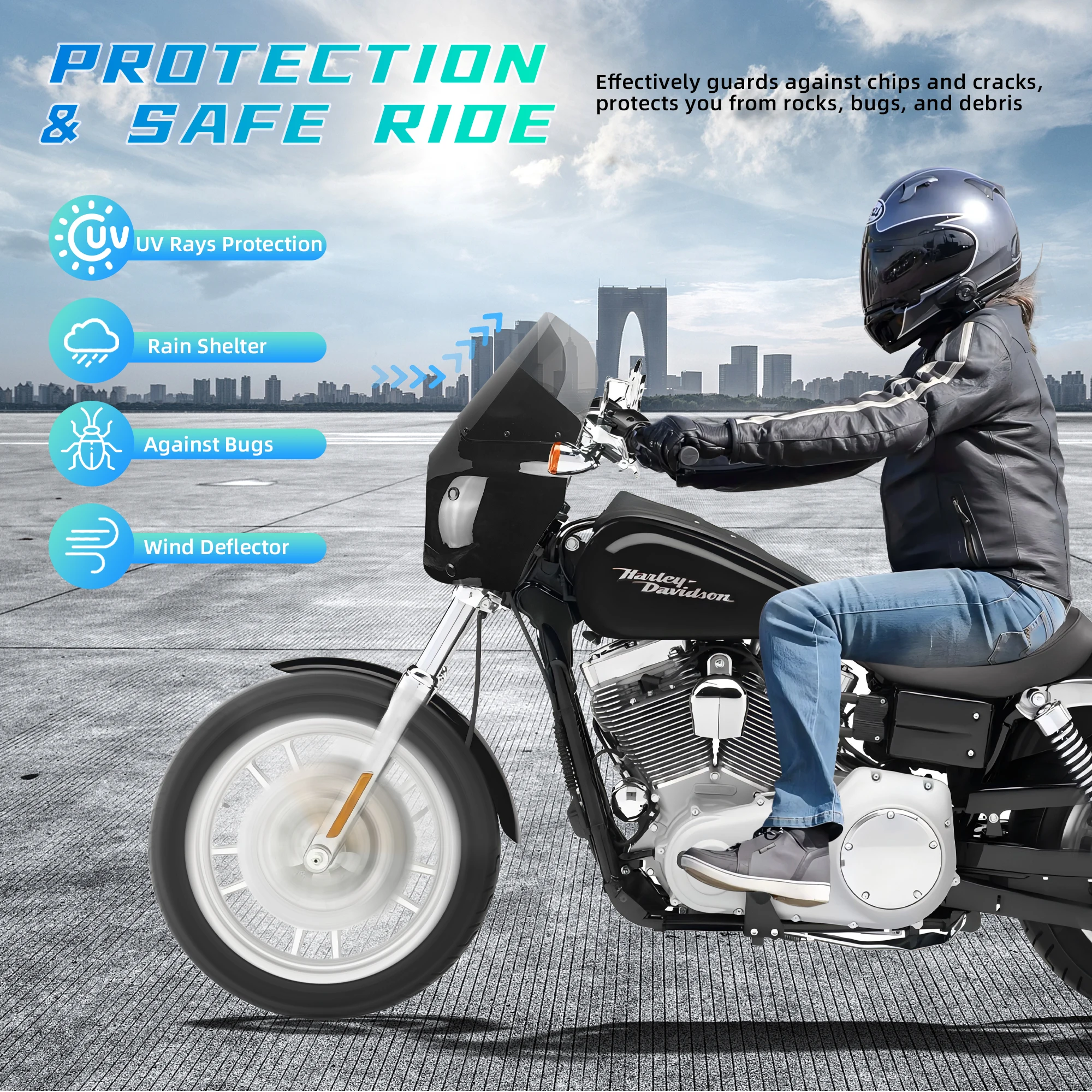 11 inch Windshield Front Fairing For Road Warrior Fairing For Dyna Super Glide 06-14 FXBB Softtail Street Bob 18-22 FXCW Rocker