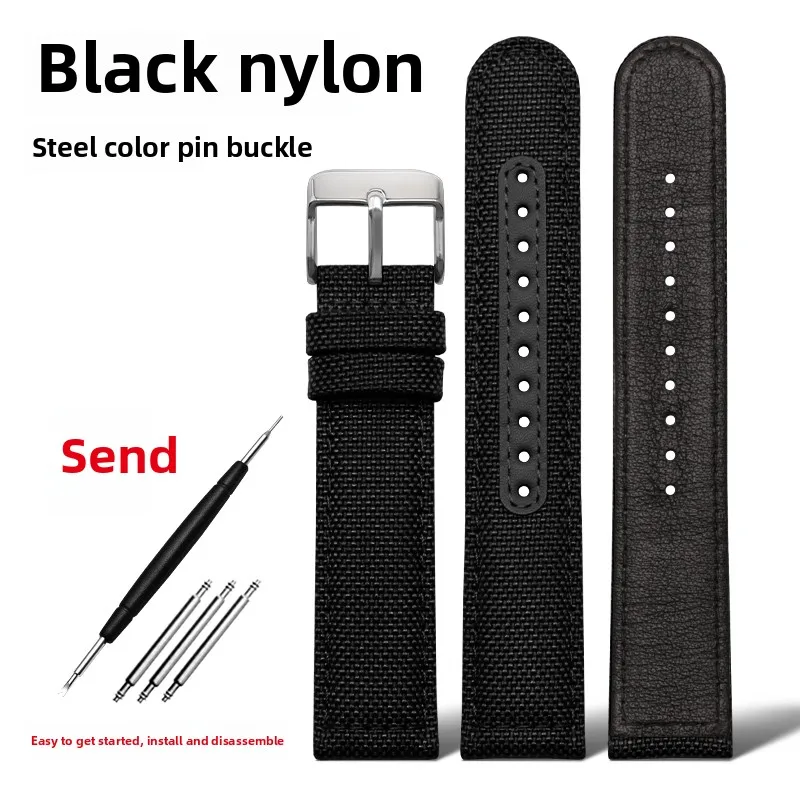 Nylon Canvas Strap - Waterproof Sports Watchband with Blue, Grey, and Khaki Options, 20mm-22mm