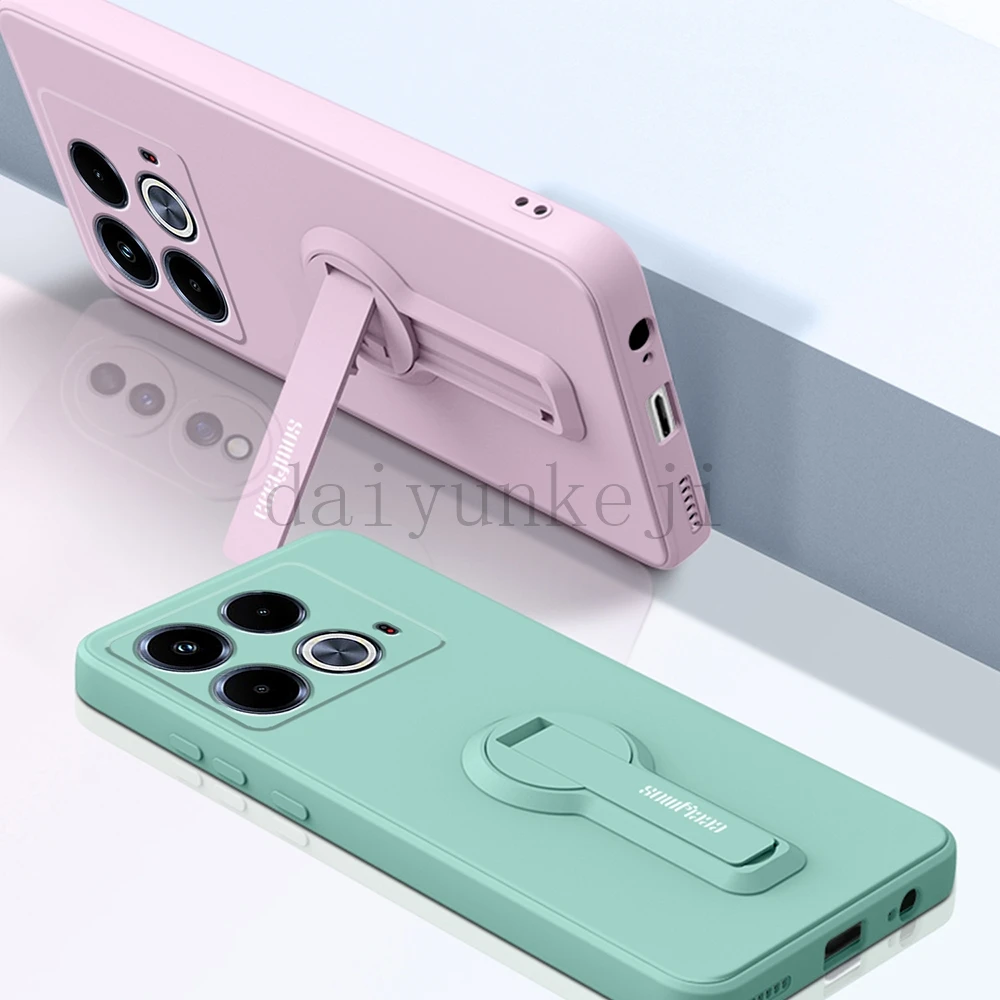 Silicone Soft Phone Case with Holder Bracket and Screen Protector