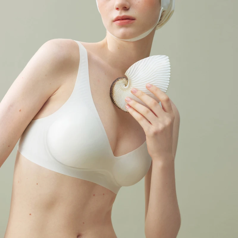 SUJIIN Push Up Seamless Supportive Bra for Women Wireless Deep V Plunge Thin Bras Anti-sagging 3A Antibacterial Bralettes MX074H 2