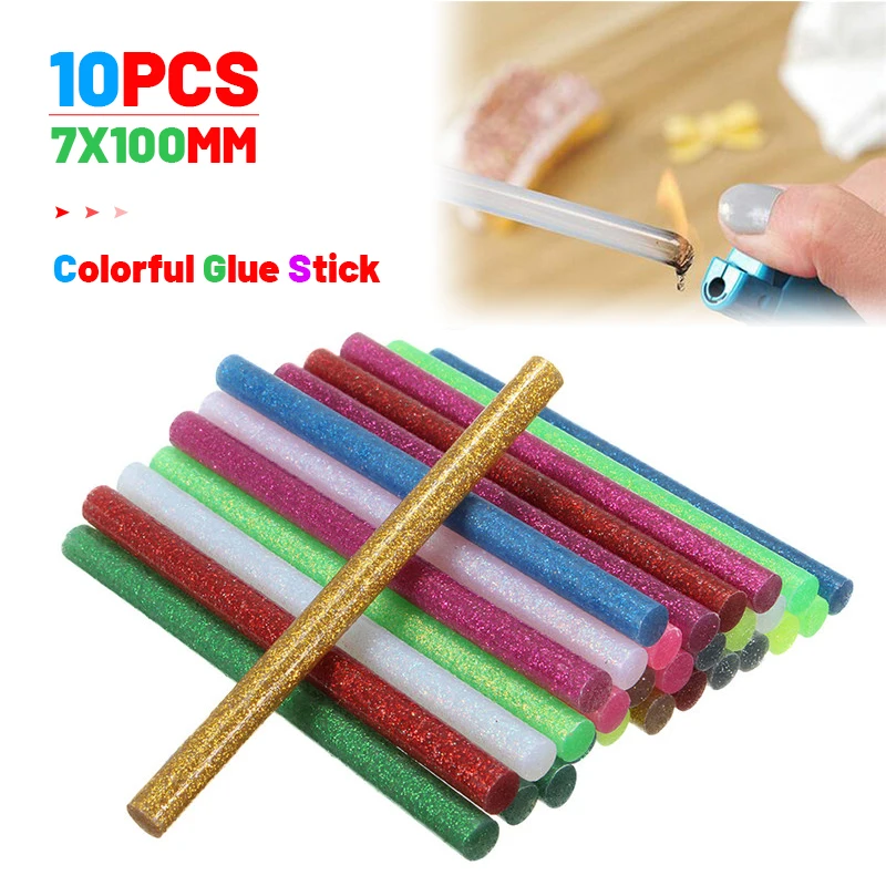 30Pcs Hot Glue Sticks Glitter Glue Sticks Colored Hot Melt Glue