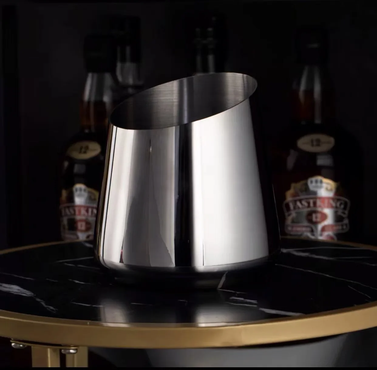 6L Ice Bucket Bar Wine Column Supplies Large Stainless Steel Ice Bucket Thickened Metal Dry Cooling Barrel