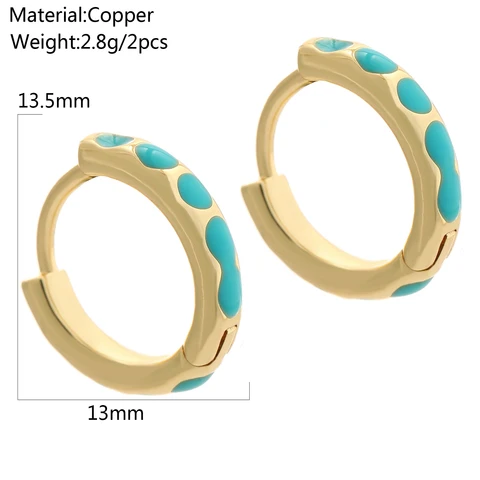 Earrings for Women 13mm Gold Simple Round Hoop Earring 2pcs Copper Charm Micro Pave Zircon CZ Korean Fashion Earrings Gift