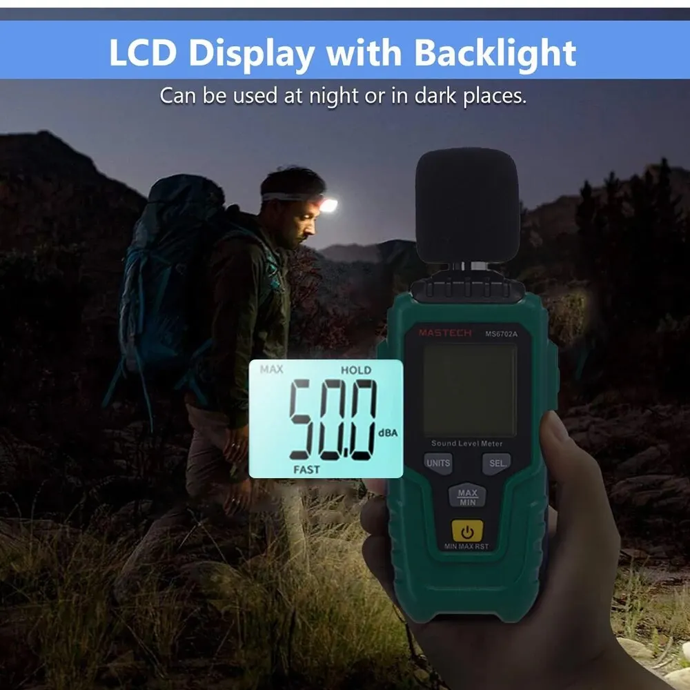 MS6702A Digital Noise Meter Accurate Measurement of Sound Level Handheld Environmental Sound Decibel Detector