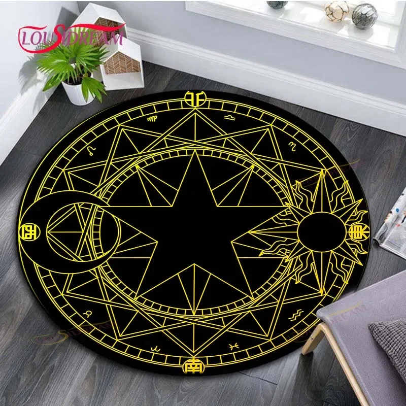 

Cartoon Magic Circle Rug Home Decorative Round Carpet Soft Fashion Area Rugs Bedroom Anti-slip Floor Mat Chair Mat Evil Carpet