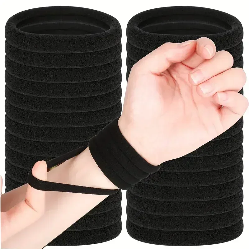 Hochelastische Haarbänder für Damen und Mädchen, schwarzes Basic-Haargummi-Stirnband, einfacher Pferdeschwanzhalter, Kopfbedeckung, Haar-Accessoires – Detail 6