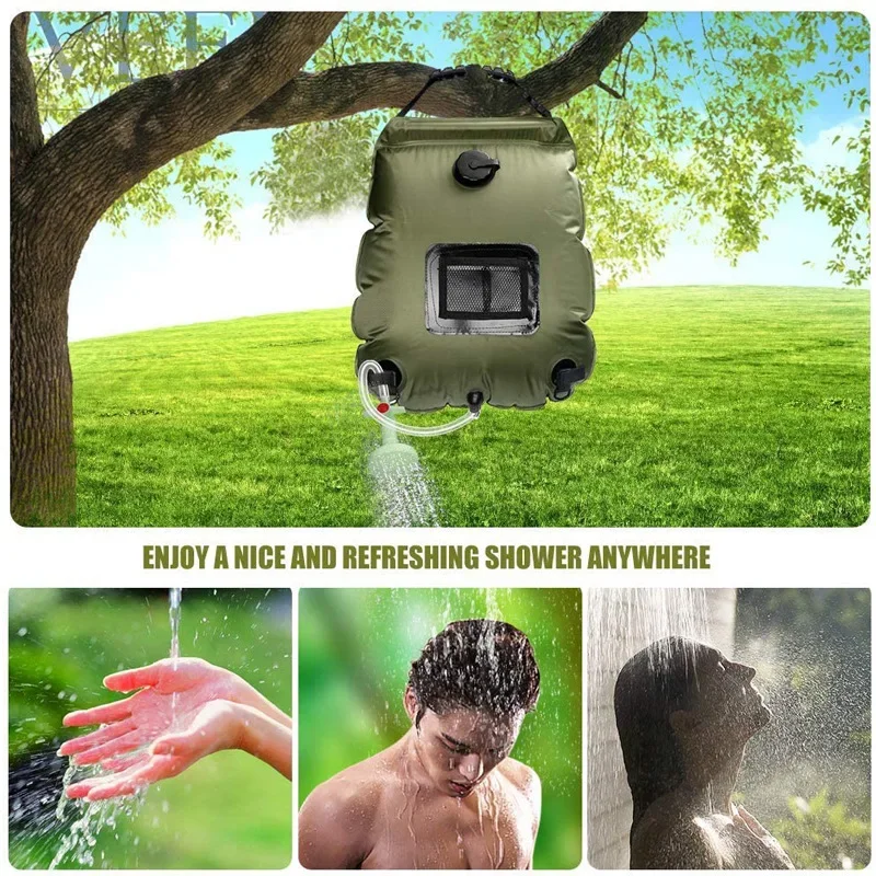 20LOutdoorCampingShowerWaterBagSolarHeatingPortableShowerCampingHikingClimbingBath