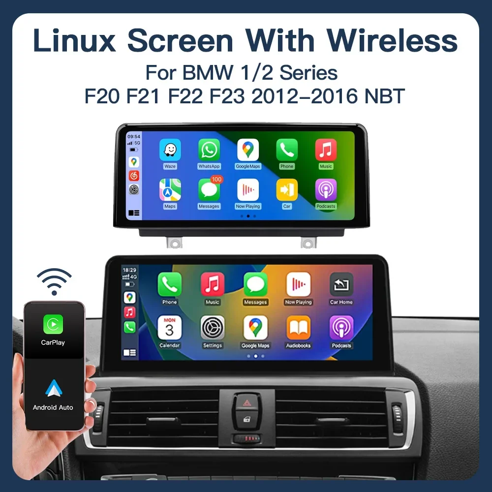 

AUTOABC Wireless Carplay и Android Auto, 10,25-дюймовая автомобильная мультимедийная навигация Linux, подходящая для системы NBT BMW 1 2 серии F20/F21/F22 2013-2015 гг., мультимедийный автомобиль с сенсорным экраном