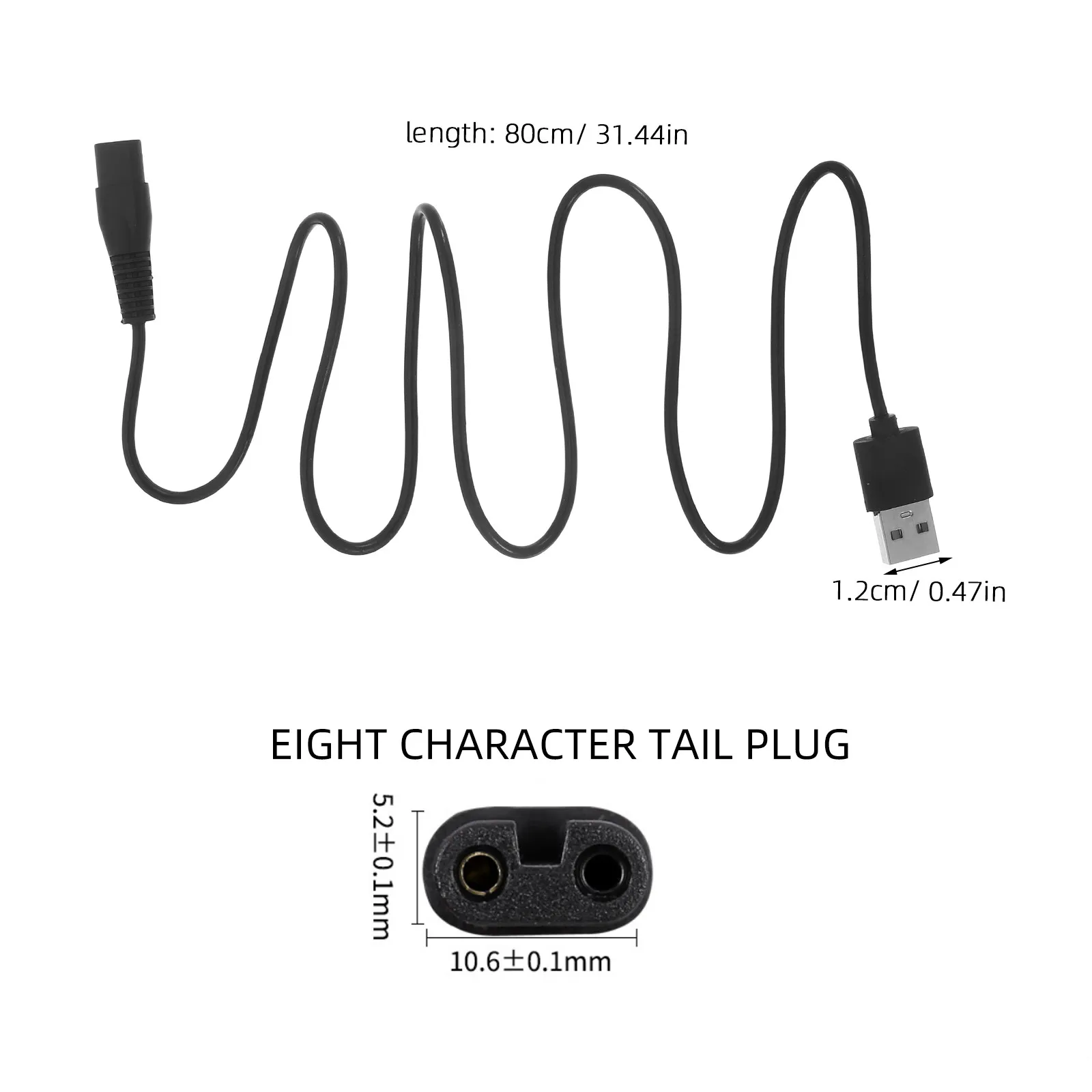 2Pcs 면도기 충전 코드 60Cm 전기 면도기 전원 코드(프리미엄 구리 코어 고무 재킷 포함) 노화 방지 내열 면도기