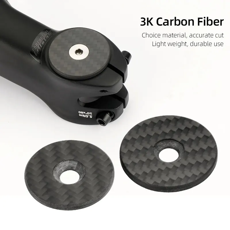 카본 파이버 헤드셋 캡 M6*35mm 티타늄 볼트 포함 1-1/8인치 1-1/4인치 포크 스템 탑 3K 무광 커버 자전거 헤드셋 액세서리