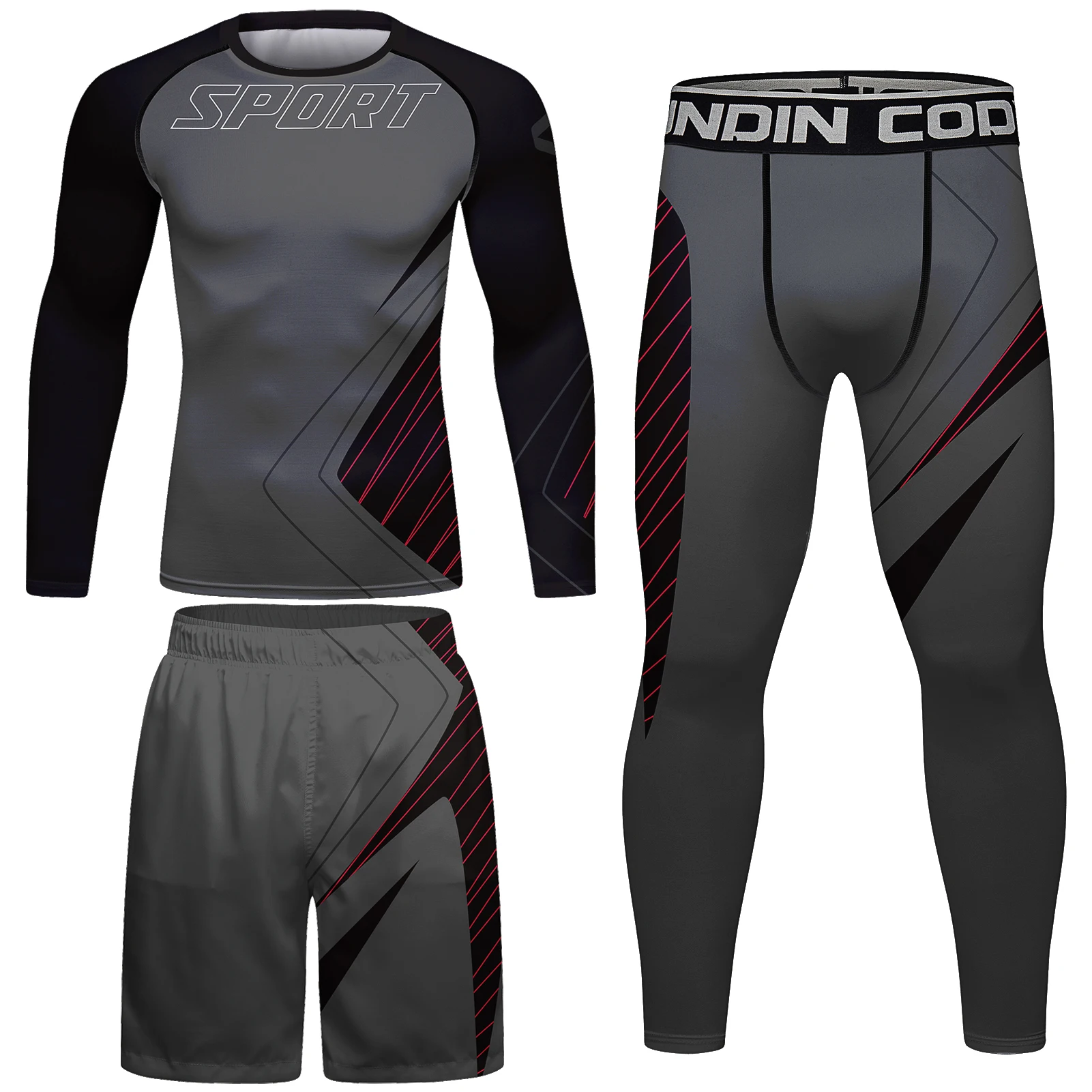

Custom Clothing Men's Rashguard T-shirts Thai Boxing Shorts Kick Boxing Pants Cody Lundin Set Compression Male Gray Tracksuits