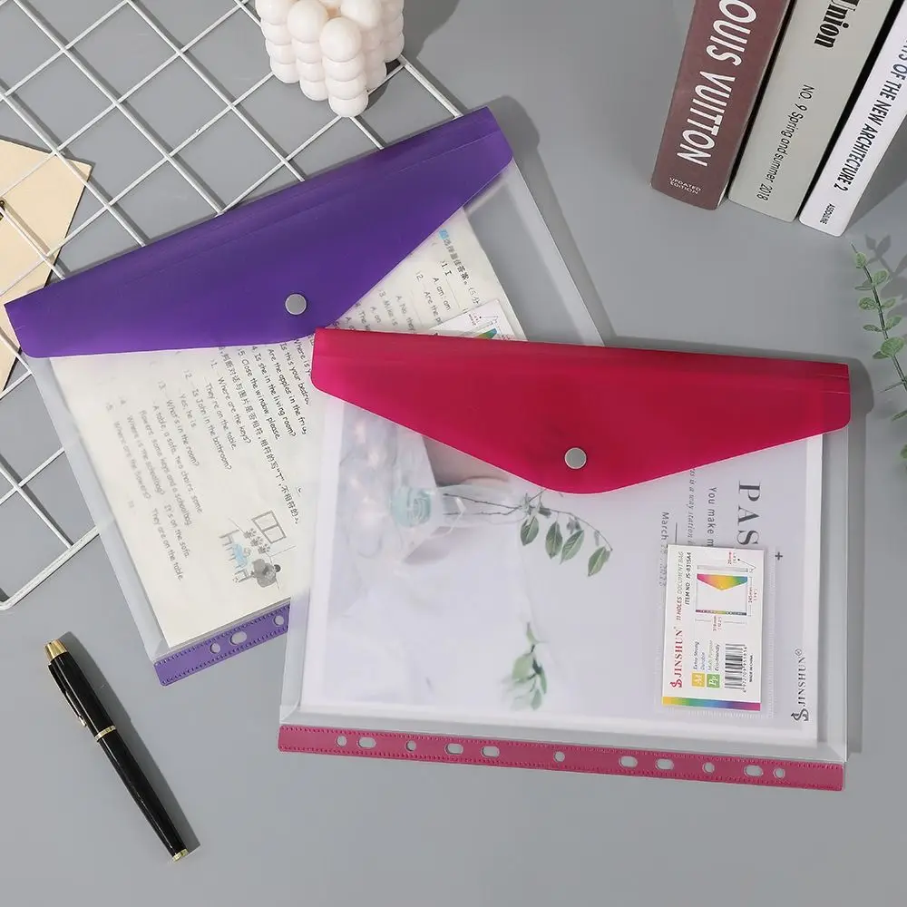 6 개 심플한 디자인 PP 바인더 폴더 A4 클리어 바인더 포켓 스냅 클로저 루스 리프 라벨 루스 리프 학교