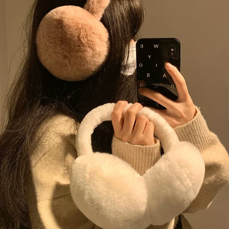Women Winter Ear Warmers Plush Earmuffs Cold Protection Ear Cover Foldable Fur Warm Earmuffs Headphones Y2k Girl Accessories