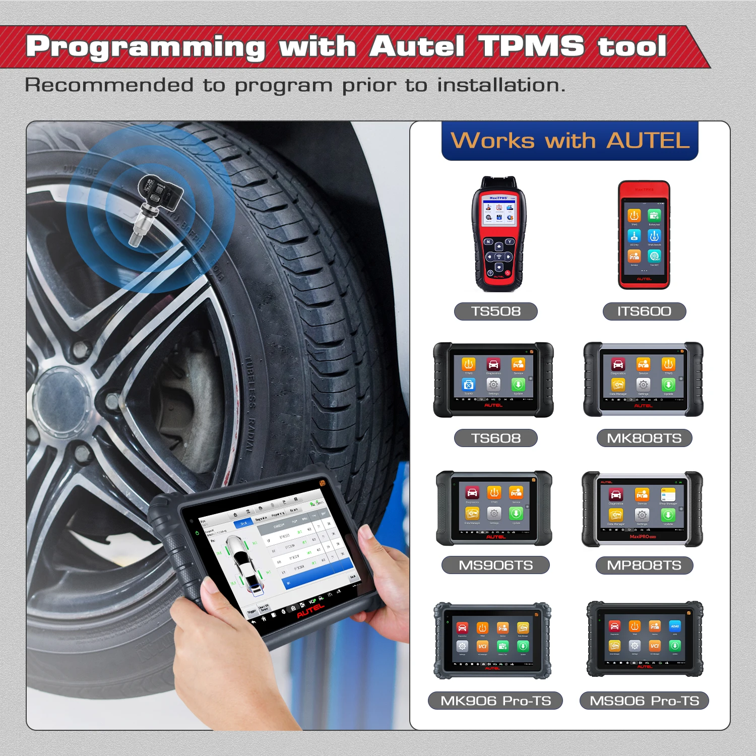 Tire Pressure Monitor Autel 2in1 MX-Sensors TPMS Car Tire Sensor 433MHZ 315MHZ Clone-able Programming Work with TS501 TS508 Russian