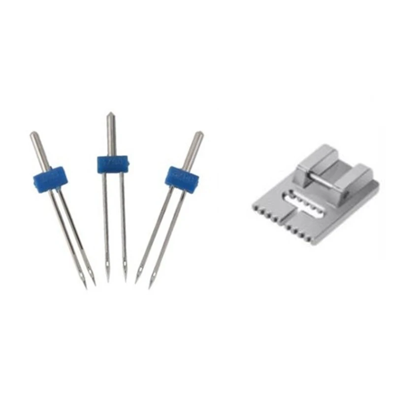 6Pack Double Twin Needles Wrinkled Needle With 2 PCS 9 Groove Pintuck Presser Foot For Sewing Machine Accessories 5FM sewing machine synchronizer