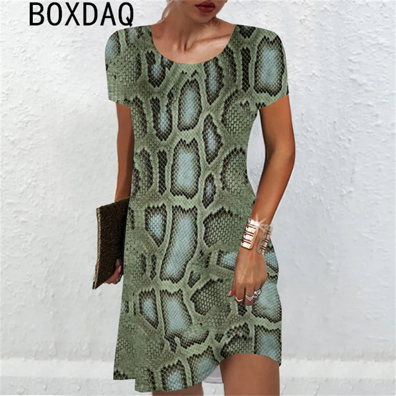 slim fit dress slacks 2Pcs Green Snake Print Maxi Dress Set main image 1