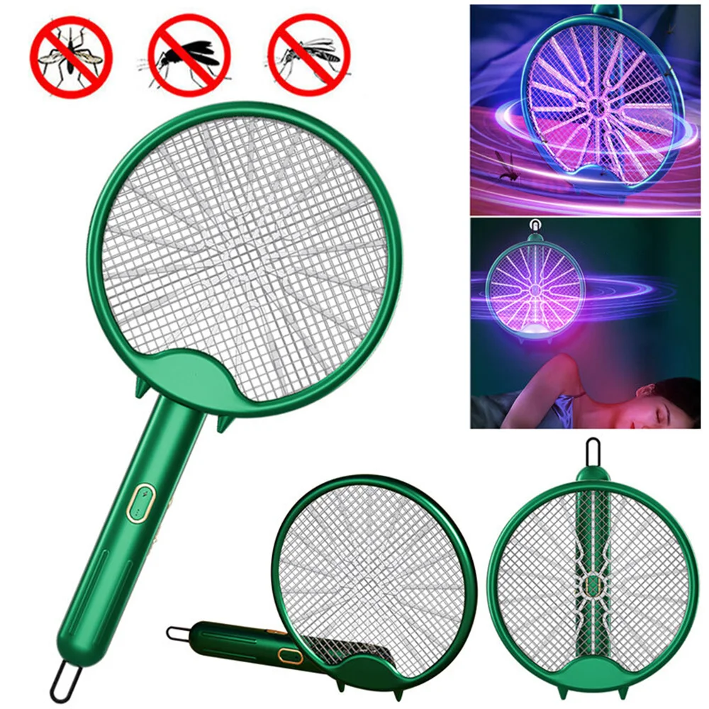 3 in 1 Electric Mosquito Racket USB Charging Mosquito Killer Lamp Foldable Fly Swatter Bug Zapper Trap Mosquito Repellent Lamp