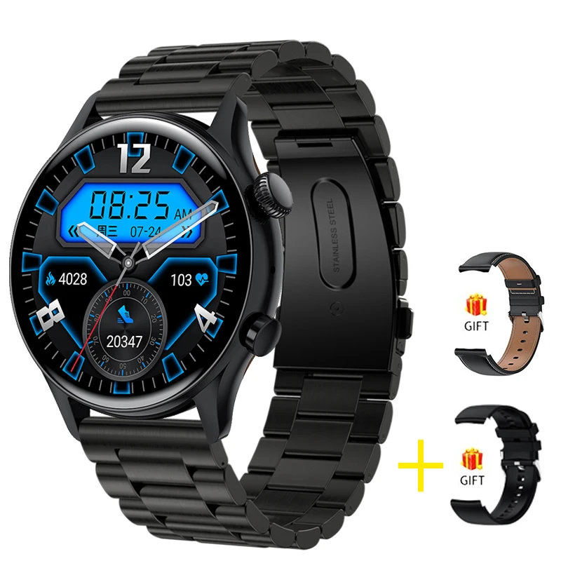 LIGE NFC Bluetooth Call Smartwatch Men 1.3 inch AMOLED 360*360 Screen Support Always On Display New Smart Watch Password Unlock 