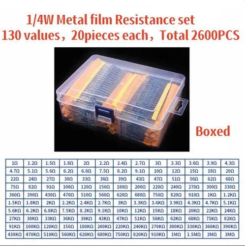1/4W 1/2W 1W 2W 3W Resistor Set Resistance 1% 1/4W 1/2W 1W 2W 3W Metal Film Resistors Kit Ohm Electronic Components Kit - Image 8