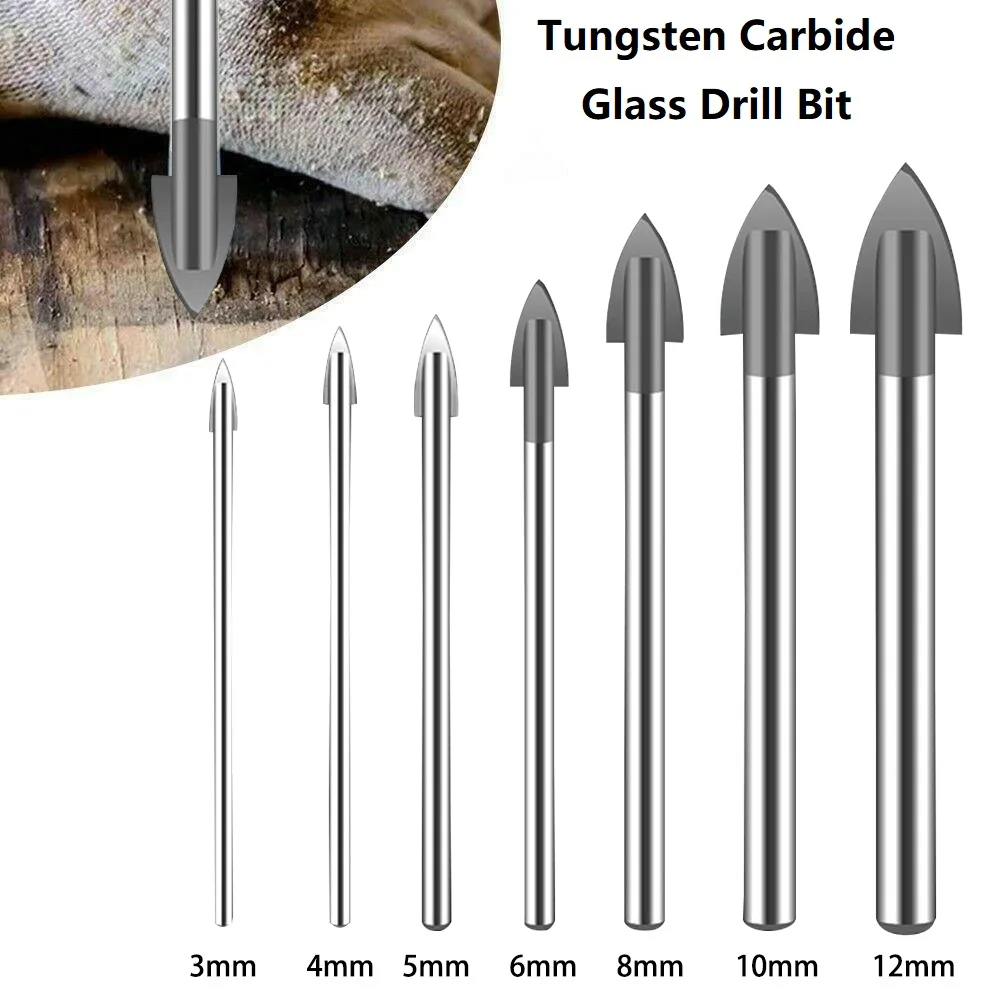 3-12mm Glass Drill Bit Tungsten Carbide Tipped Ceramic Tile Cutter Drill Bits Set Spade Drill Bit Glass Marble Porcelain Spear 15pcs 3mm to 16mm glass drill bit set carbide tipped ceramic tile drilling bit spade drill triangle bits woodwork hole opener