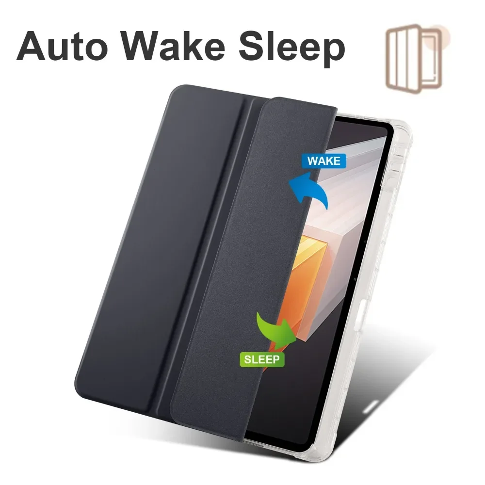 Premium Leather Stand Cover with Pen Holder for 12.2-Inch Tablet - Soft Back, Foldable Design