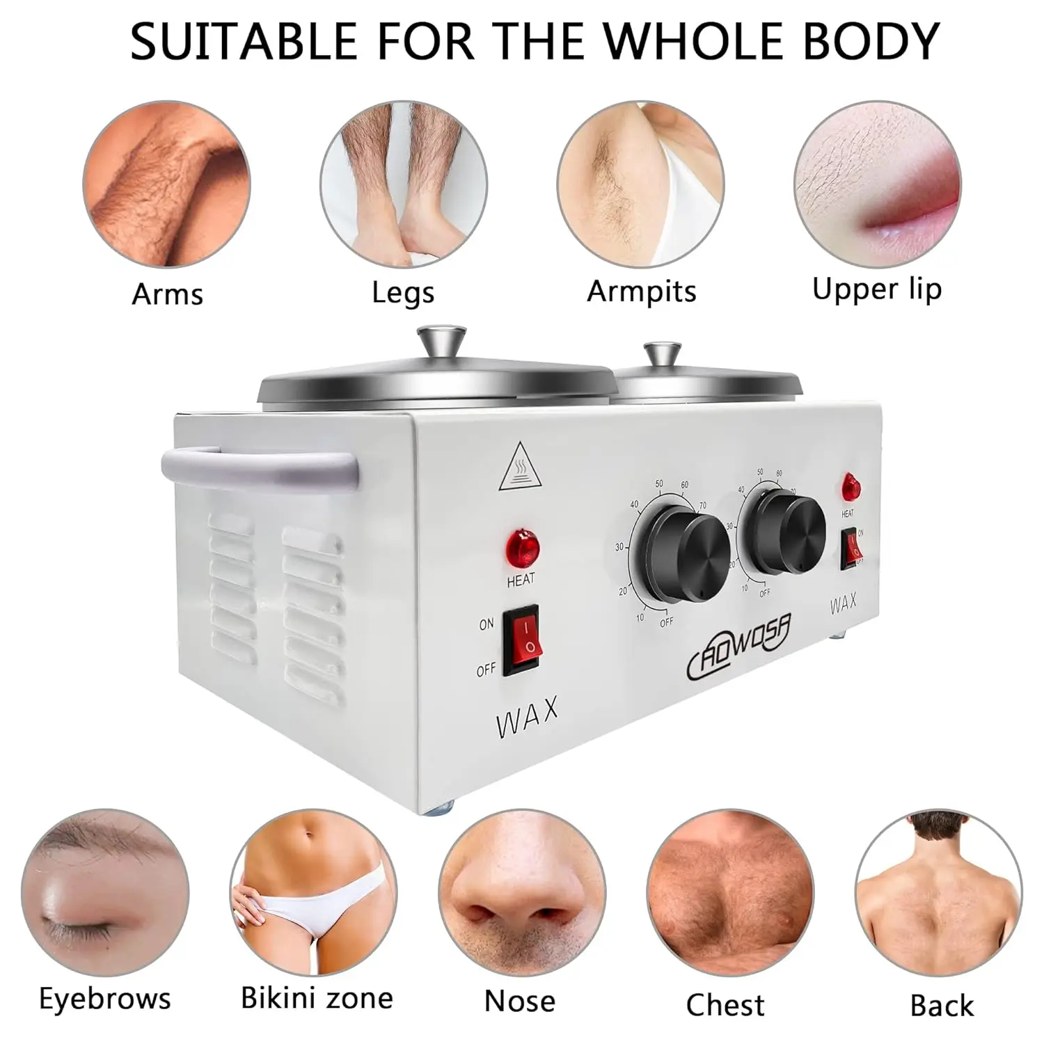 Electric Wax Heater Machine for Hair Removal, Dual Wax Pot Paraffin Facial Skin Body SPA Salon