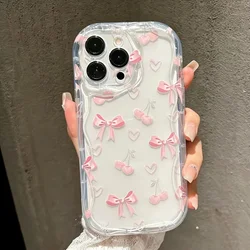 Pink Cherry Bow Wavy - Edge Phone Case Cover - Galaxy S23 Ultra (KG81NY)