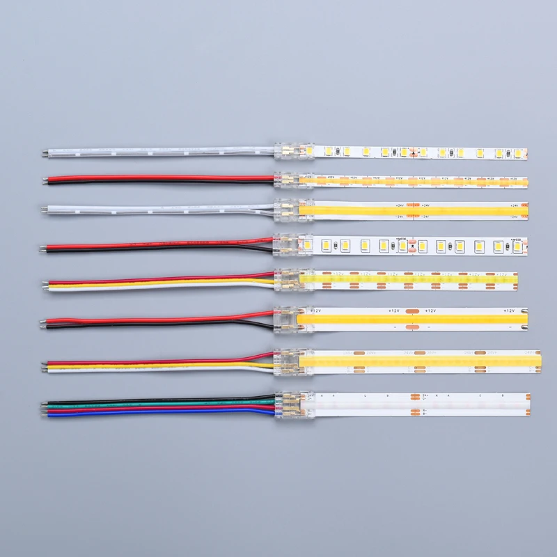 COB LED 와이어 커넥터8 10mm 연결 무땜납 미니 버클 FCOB RGB CCT LED 스트립 라이트 2 3핀 커넥터 와이어 포함 ?