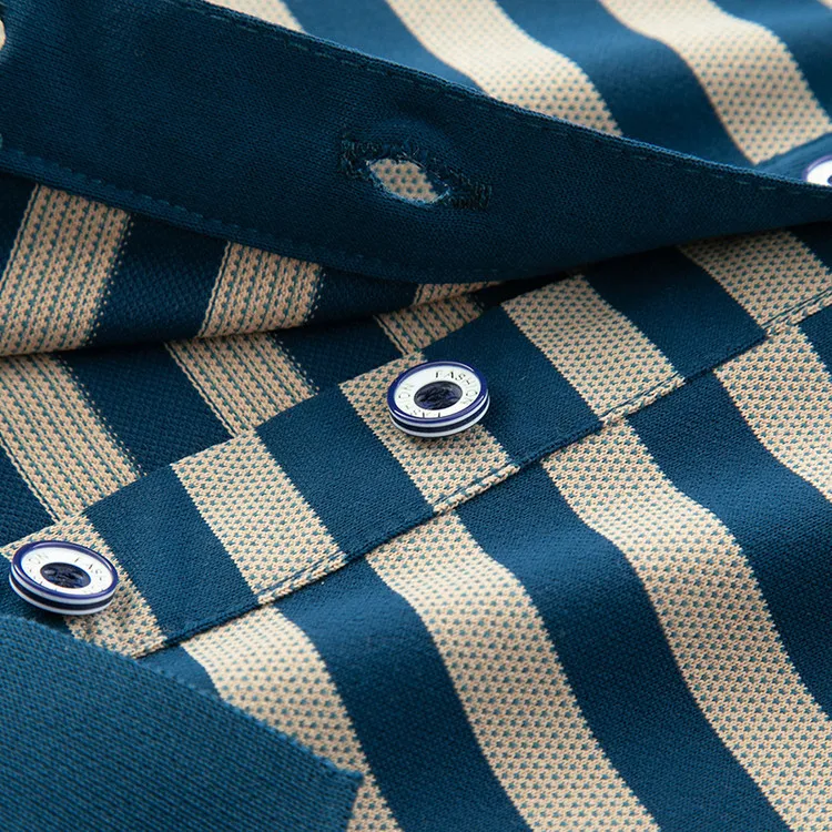 Men Striped Short Sleeve Polo Shirt Business Collar Casual Breathable Comfortable Top 19 undefined
