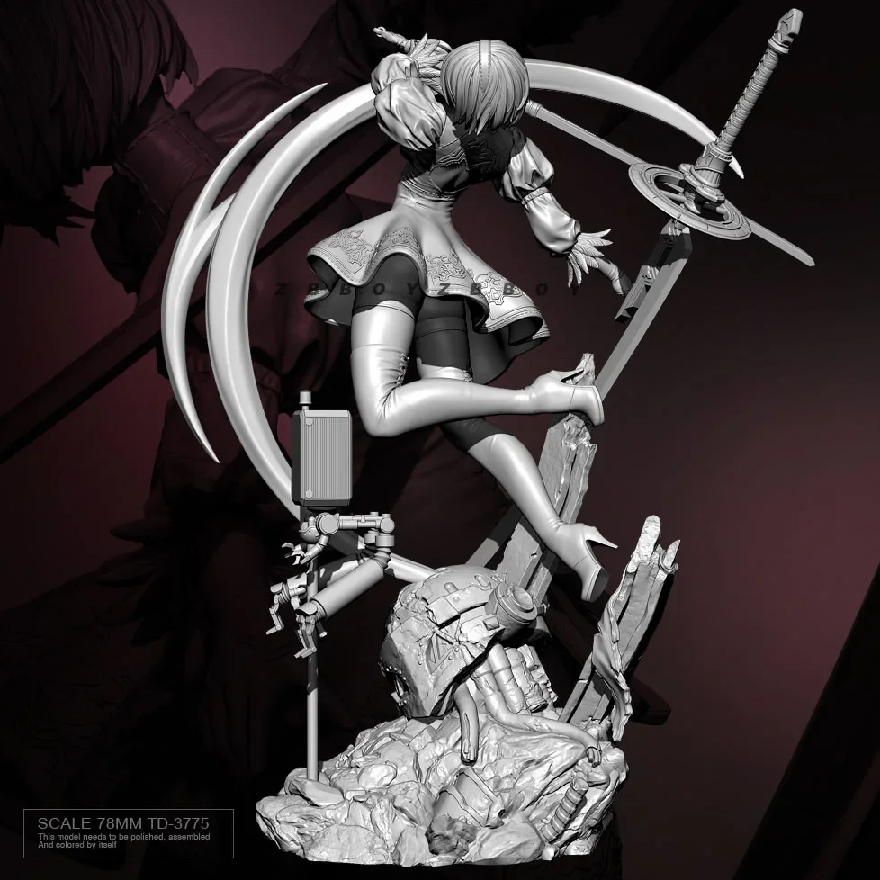 78mm 수지 모델 키트 그림 아름다움 무색 및 자체 조립 TD-3775