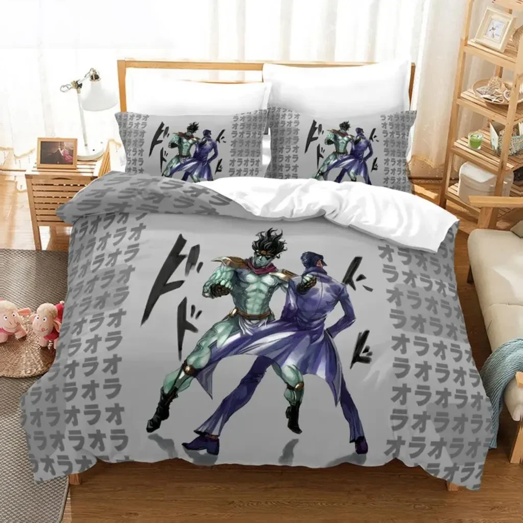 Anime JoJo Bizarre Adventure Jotaro Kujo Bettwäsche Set Jungen Mädchen Twin Queen Size Bettbezug Kissenbezug Bett Kinder Erwachsene – Detail 8