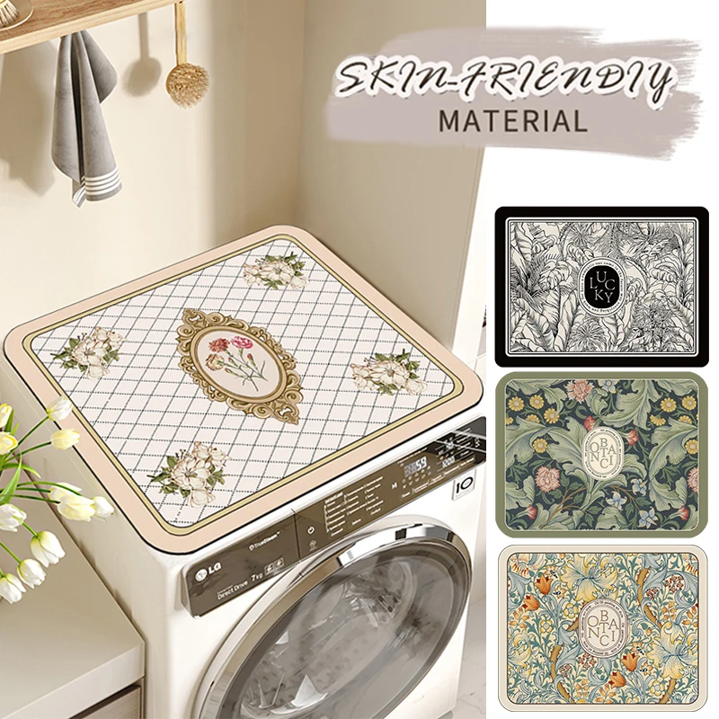 Washing Machine Dust Cover Fridge Microwave Oven Protector Dustproof Drying Mat Absorbent Non Slip Kitchen Drain Pad washing machine cover