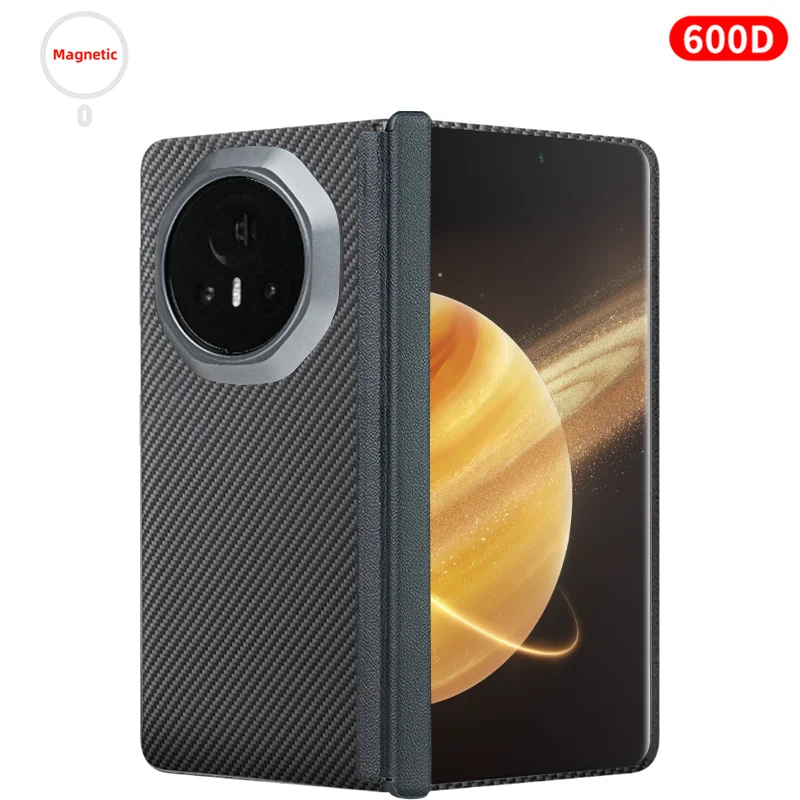 Carbon Fiber Aramid Magnetic Case - Sleek Kevlar Fabric in Black and Red