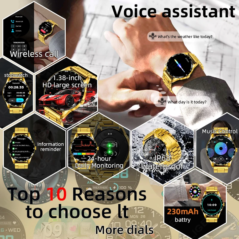 LIGE 2025 New Smartwatch Men 1.38" HD Bluetooth Call Heart Rate Monitor Waterproof Sport Smart Watch Women For Android iOS Phone