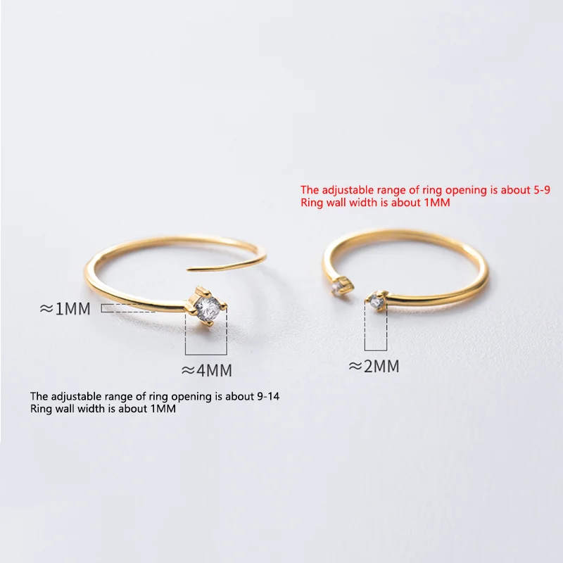 Women Silver Ring Gold Plated Silver Ring 925 Sterling Silver Zircon Finger Ring