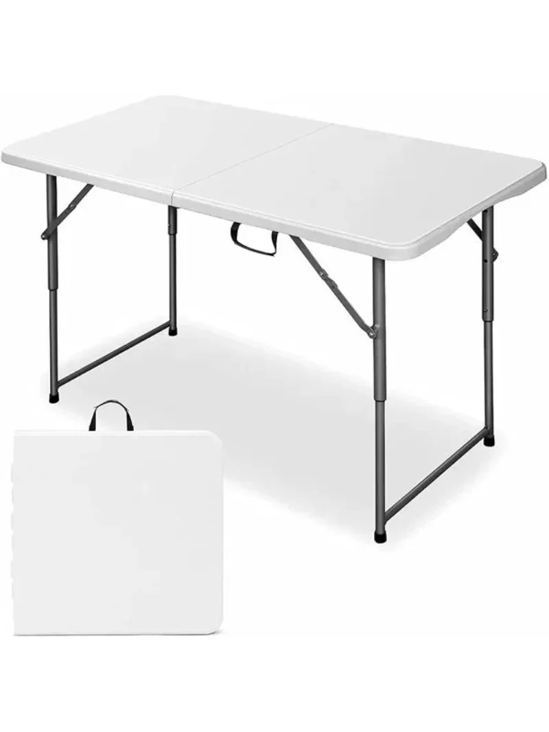 

4 ft Camping and Utility Folding Table Height Adjustable - White