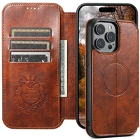 Magsafe Wallet Phone Case  For iPhone 12 13 14 15 16 Pro Max Plus Ultra With Stand Card Holder Leather Magnetic Pocket Cover 1