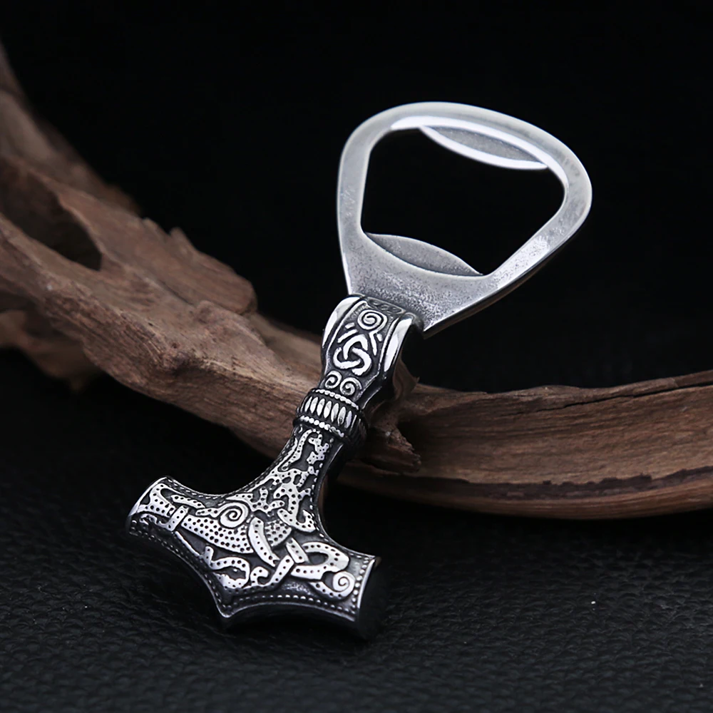 Vintage Nordic Viking 316L Acciaio Inossidabile Thor Hammer Mjolnir Apribottiglie Scandinavo Cavatappi Strumento Regali Dropshipping