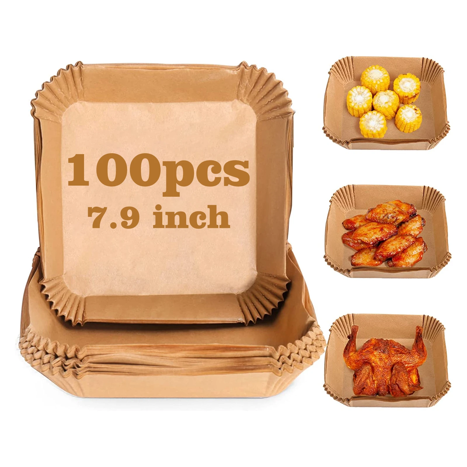 

50/100pcs Air Fryer Paper Disposable Airfryer Baking Silicone Oil Papers Non-Stick Oil-Proof Oven Baking Mat Kitchen Accessories