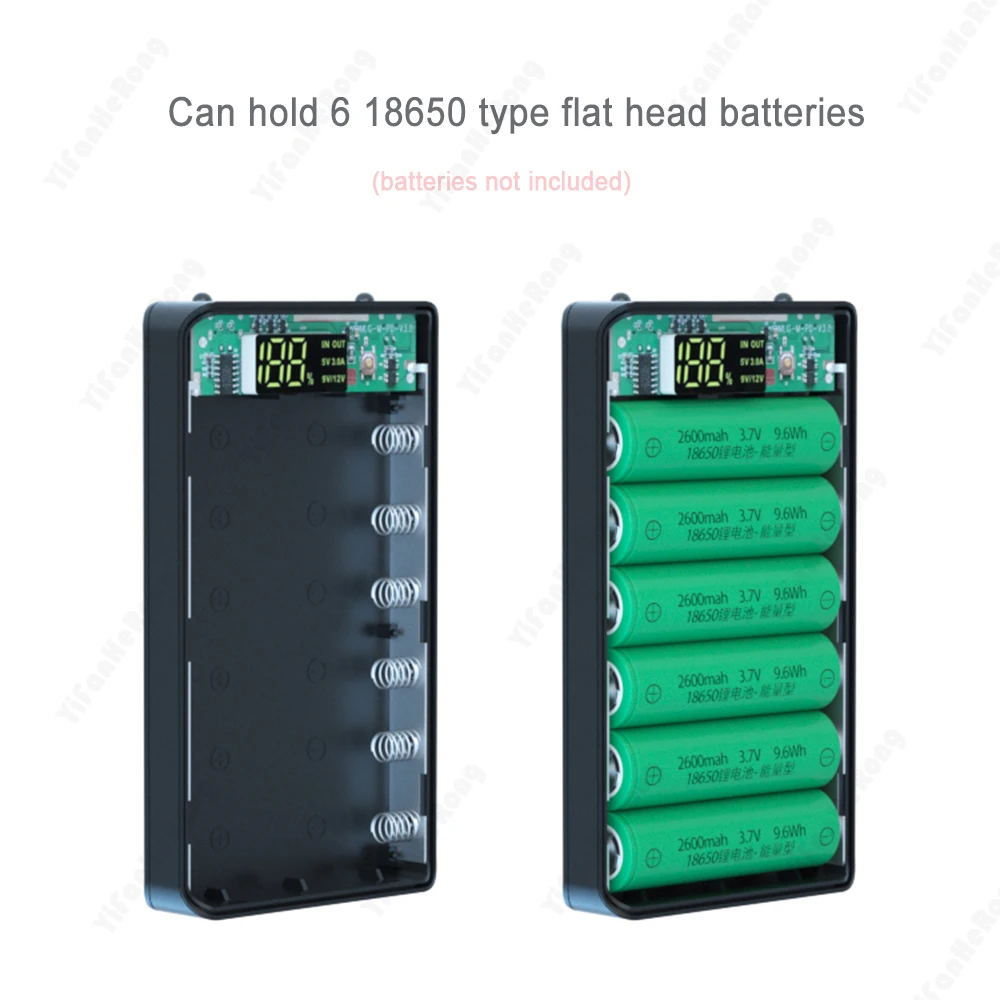 빠른 충전 버전 분리형 파워 뱅크 케이스, 듀얼 USB 휴대폰 충전, QC 3.0 PD DIY 쉘 18650 배터리 홀더, 6*18650