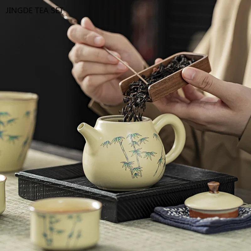 1PCS 180cc Ceramic Ru Kiln Single Teapot Chinese High End Household Kung Fu Tea Maker Xishi Pot Chinese Tea