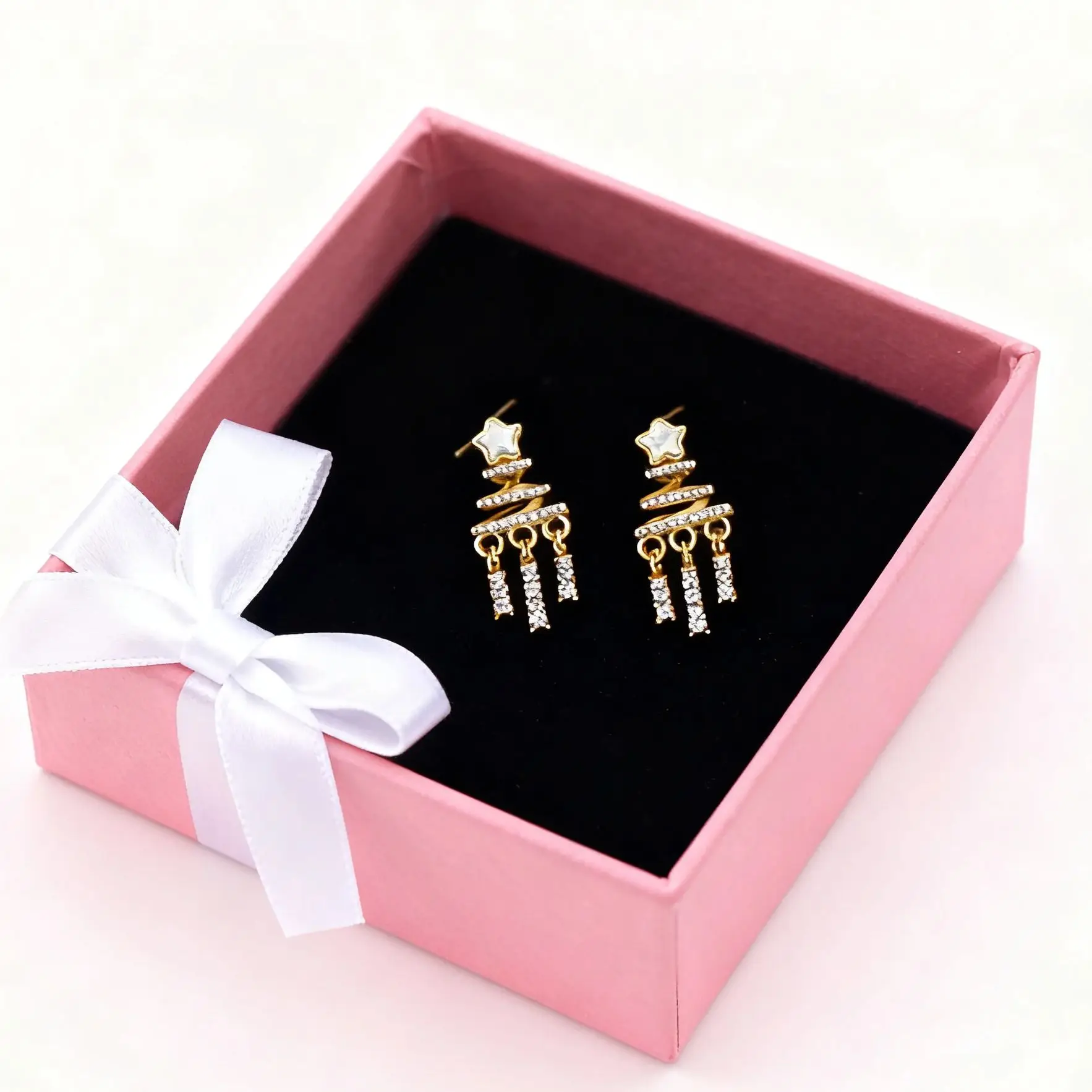 Licht Luxus Bunte Weihnachtsbaum Quaste Ohrringe für Frauen Trendy Strass Bogen Stern Ohrringe Party Schmuck Geschenke